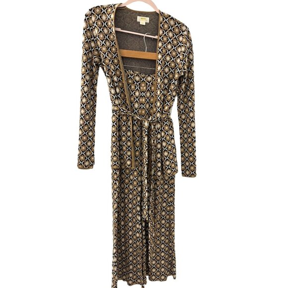 Anthropolgie Maeve Geo Jacquard Pant Set in Neutral Motif Pant Set Size XS Boho - Picture 2 of 9